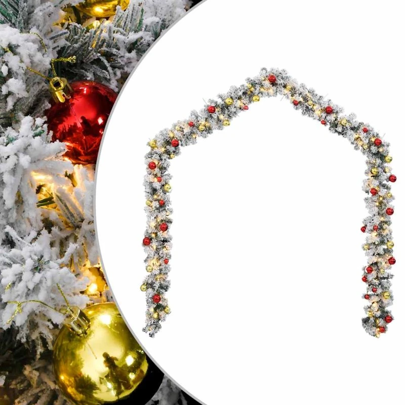 vidaXL Juleguirlande 5 m Grøn PVC med LED-kugler