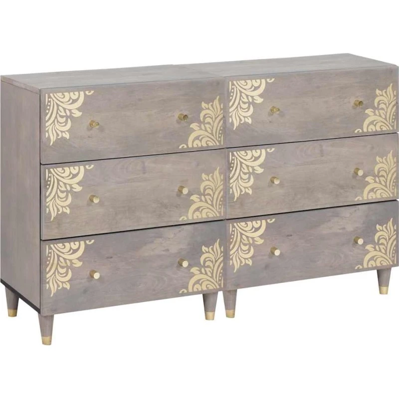 vidaXL Sideboard 2-del, Grå, 60 x 33 x 75 cm, Massivt Mangotræ