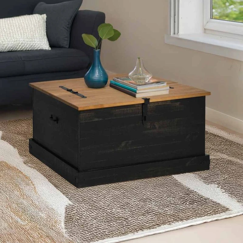 vidaXL Halden 91x91x47 cm massivt fyrretræ sort