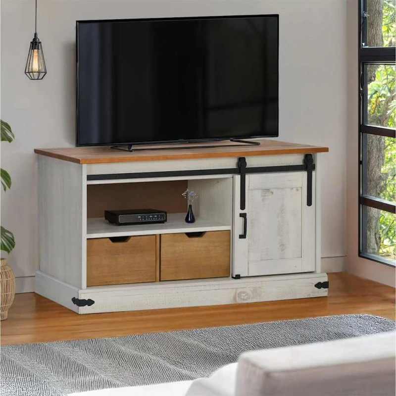 Halden Tv-bord 110x40x60 cm Grå Massivt Fyrretræ med Skydedør