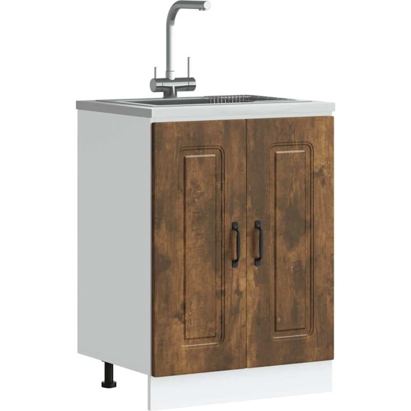 Kalmar Underskab til Vask 60x46x81,5 cm, Konstrueret Træ, Røget Eg