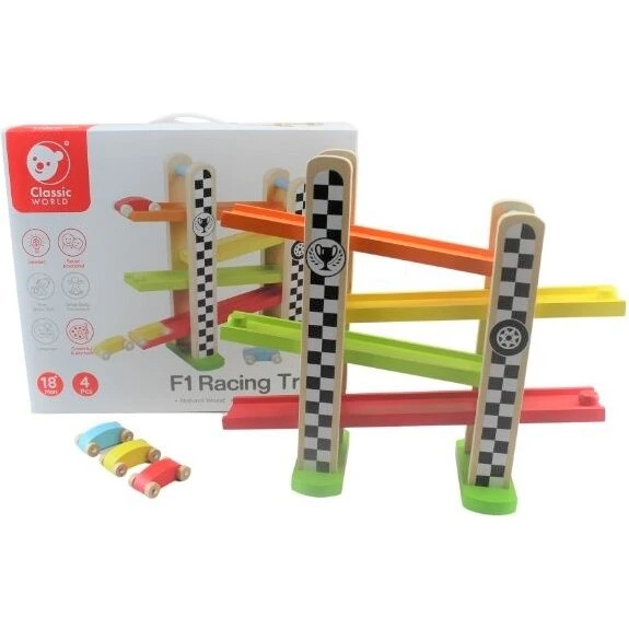 Classic World F1 racerbane i træ med 3 biler