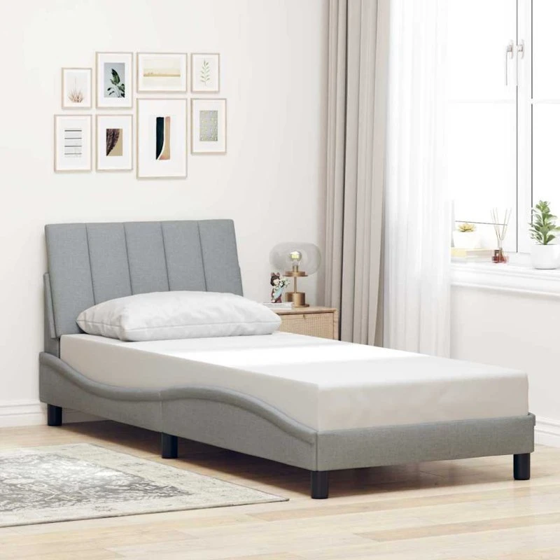 vidaXL Hanko Sengeramme 80x200 cm Lysegrå Stof