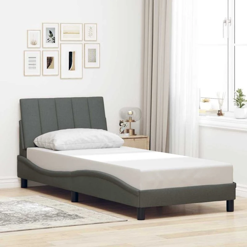 vidaXL Hanko Sengeramme Mørkegrå 90x190 cm Stof
