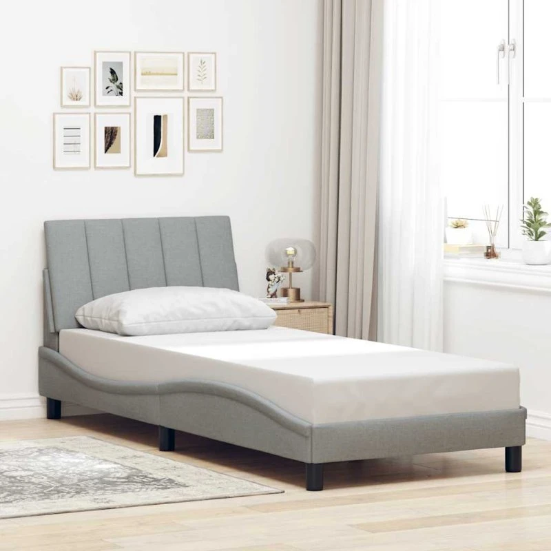 vidaXL Hanko Sengeramme 90x200 cm Lysegrå Stof