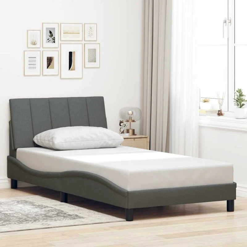 vidaXL Hanko Sengeramme Mørkegrå 100x200 cm Stof