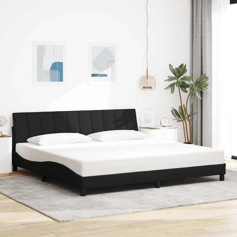 vidaXL Hanko 200x200 cm sengeramme sort stof