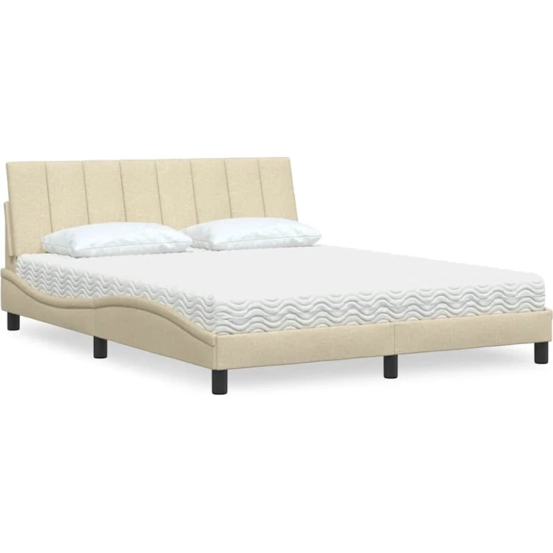 vidaXL Hanko Seng med Madras 160x200 cm Cremefarvet