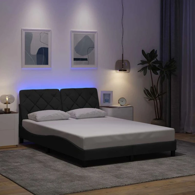 vidaXL Sengeramme med LED 120x200 cm mørkegrå
