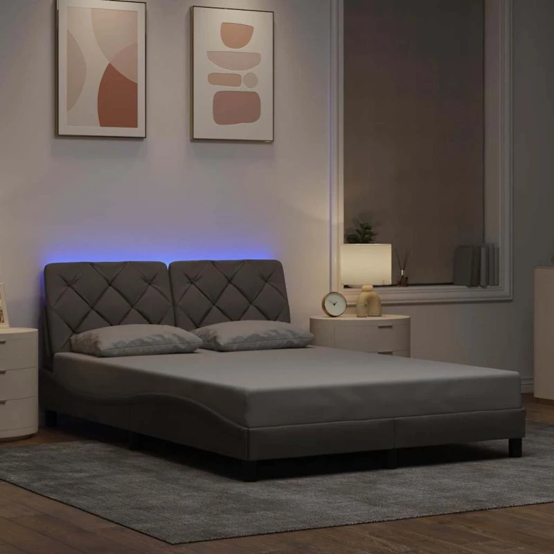 vidaXL Sengeramme med LED 120x200 cm gråbrun