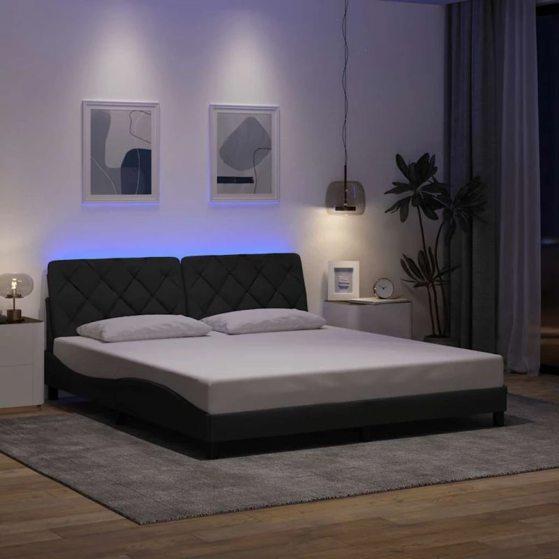 vidaXL Sengeramme med LED 180x200 cm mørkegrå