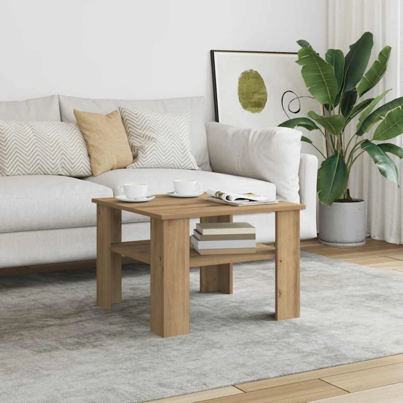 vidaXL Sofabord 60x60x42 cm konstrueret træ kunsteg