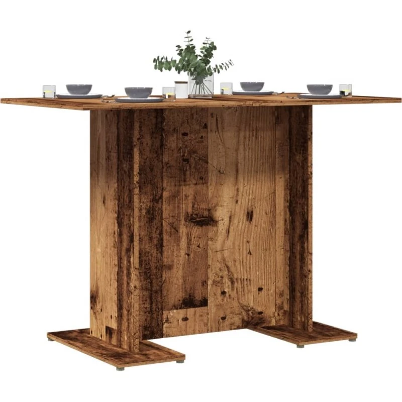 vidaXL Spisebord 110x60x75 cm Konstrueret Træ Antikt Trælook