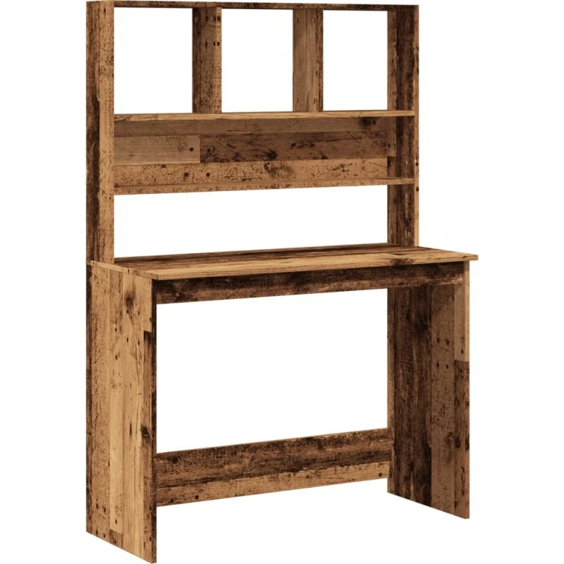 vidaXL Skrivebord m. Hylder 102x45x148 cm Konstrueret Træ Antikt Træ
