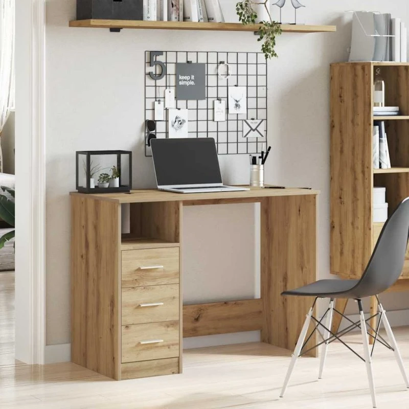 vidaXL Skrivebord 102x50x76 cm Konstrueret Træ Kunsteg