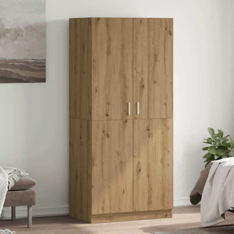 vidaXL Klædeskab 80x52x180 cm Konstrueret Træ Egetræslook
