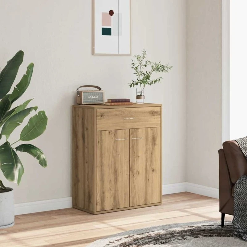 vidaXL Skænk 60x30x75 cm Konstrueret Træ Egetræsfarve