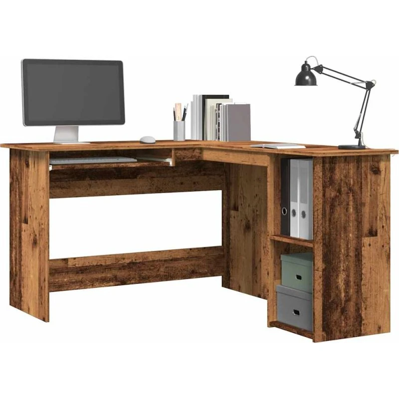 vidaXL Hjørneskrivebord 120x140x75 cm gammelt træ