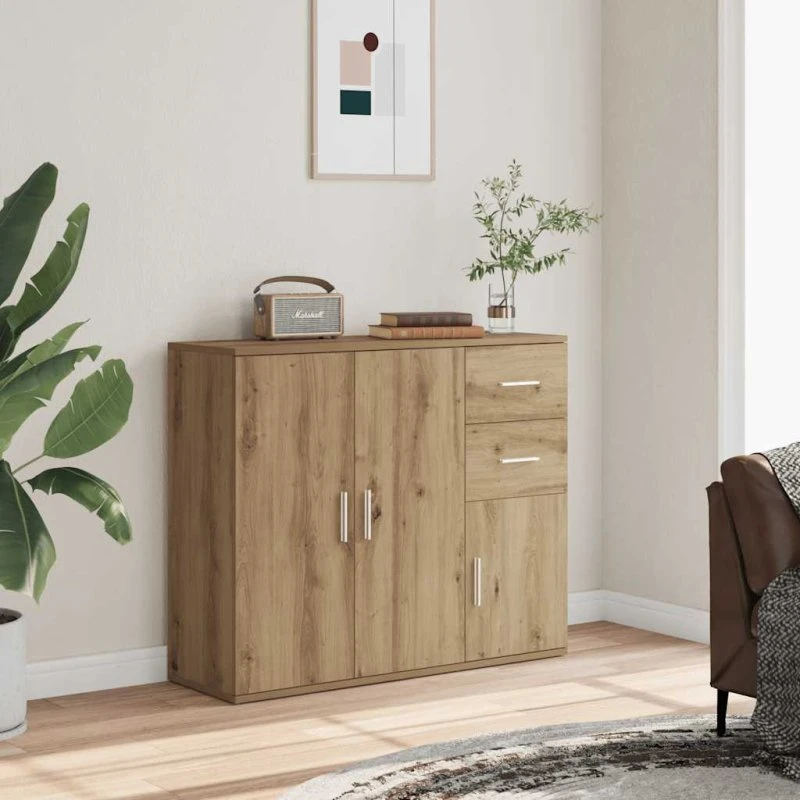 vidaXL Skænk Håndlavet Eg 91x29,5x75 cm Konstrueret Træ