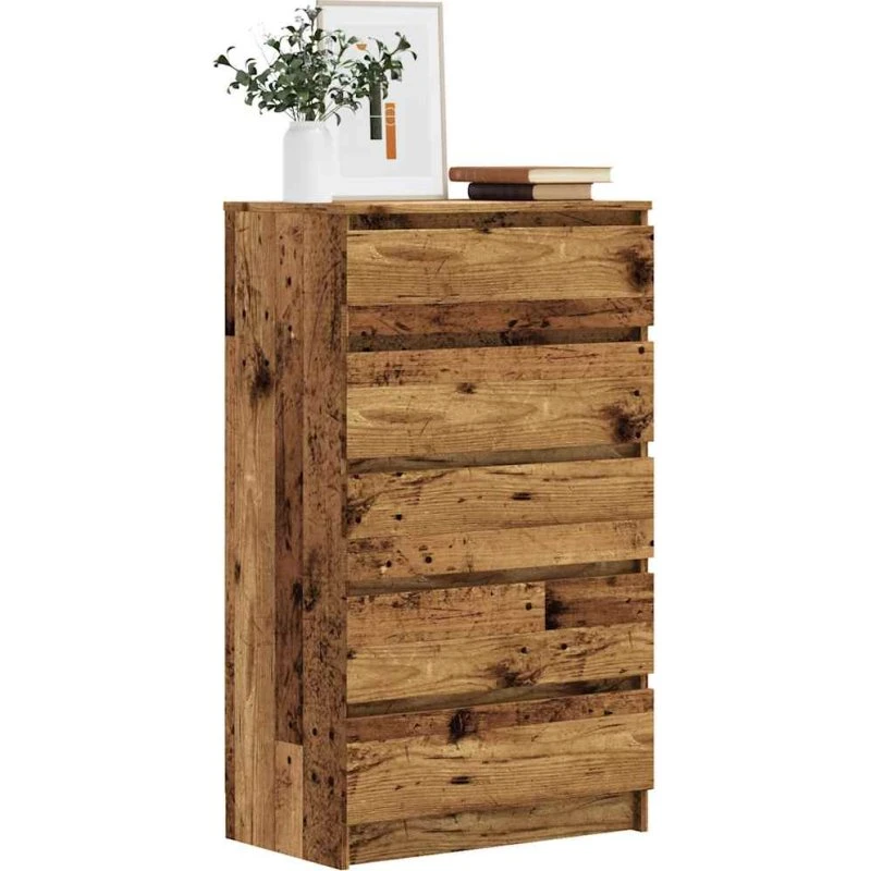 vidaXL Kommode 60x36x103 cm Konstrueret Træ Antikt Trælook