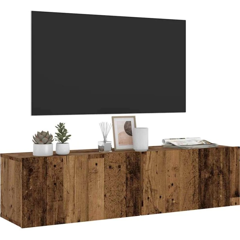 vidaXL Væghængt tv-bord 120x30x30 cm konstrueret træ gammelt træ-look