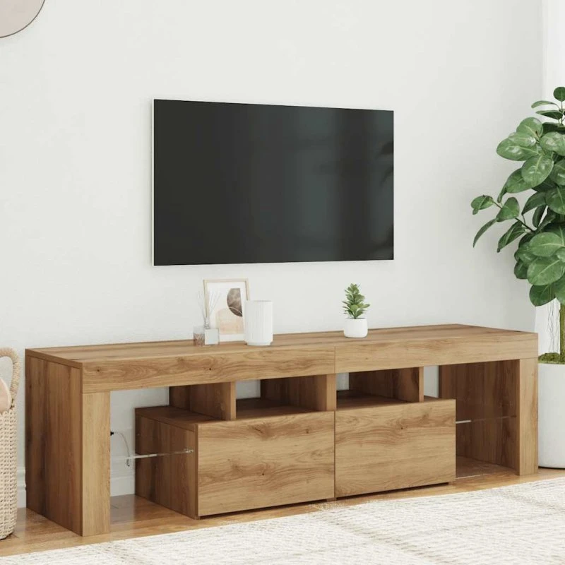 vidaXL Tv-bord med LED-lys 140x36,5x40 cm konstrueret træ