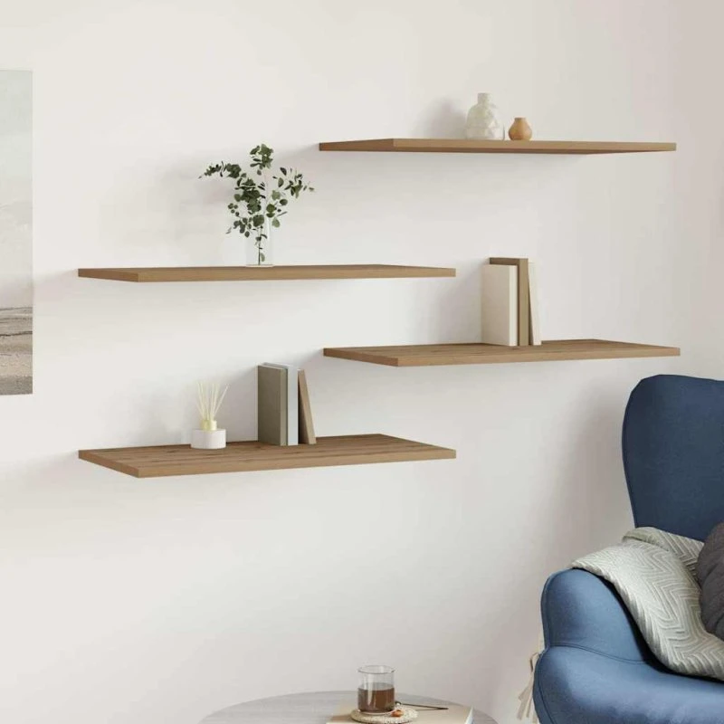 vidaXL Væghylder 4 stk. 60x30x1,5 cm Konstrueret Træ Kunsteg