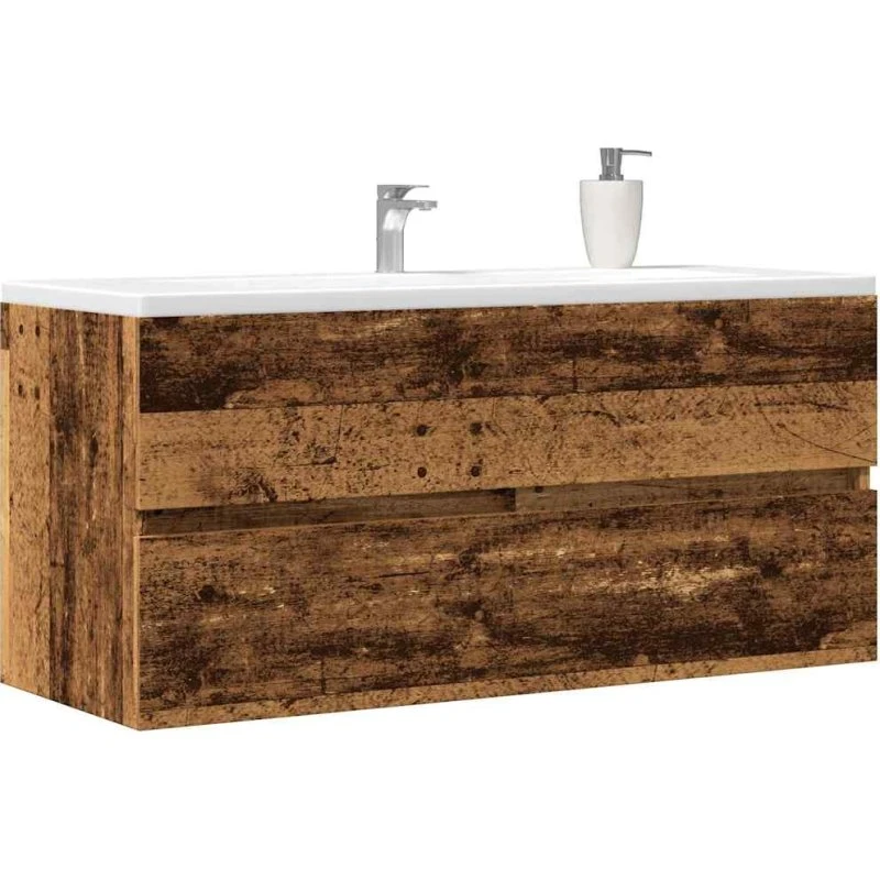vidaXL vaskeskab 100x38,5x45 cm konstrueret træ gammelt trælook