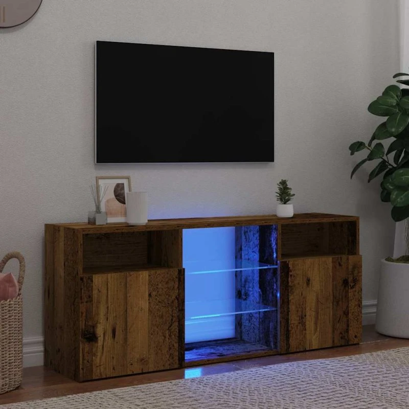 vidaXL Tv-bord 120x30x50 cm konstrueret træ med LED-lys