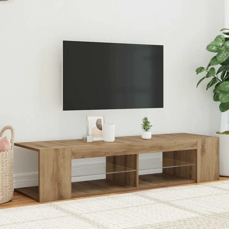 vidaXL Tv-bord med LED-lys 135x39x30 cm konstrueret træ