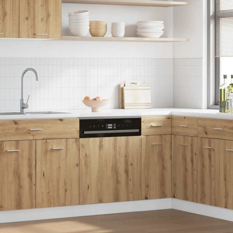 vidaXL Opvaskemaskinepanel Lyon, håndlavet eg, 60x1,5x67 cm, konstrueret træ