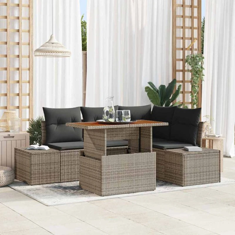 vidaXL Havesofa Sæt 5-pcs Grå og Brun 100 x 55 x 73 cm