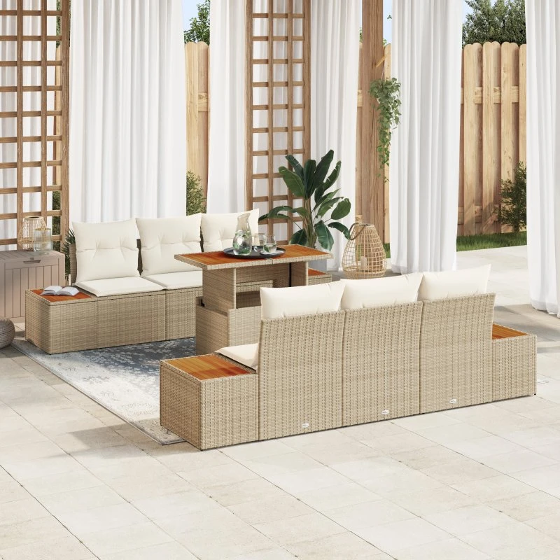 Have Spisebordssæt 7 Dele Beige og Creme 100 x 55 x 73 cm