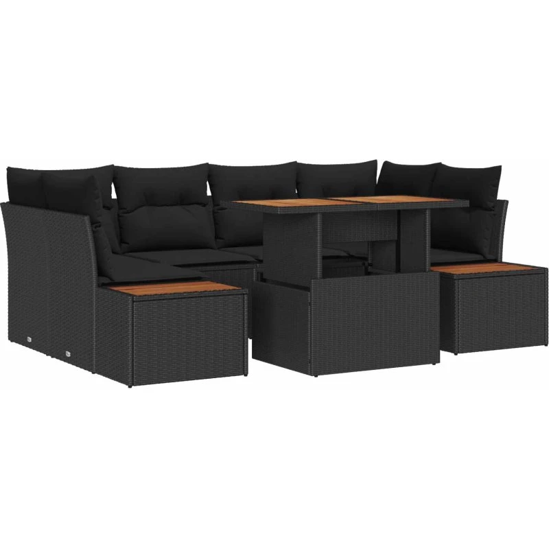 vidaXL Have Spisebordssæt 9 stk Sort og Brunt 100 x 55 x 73 cm