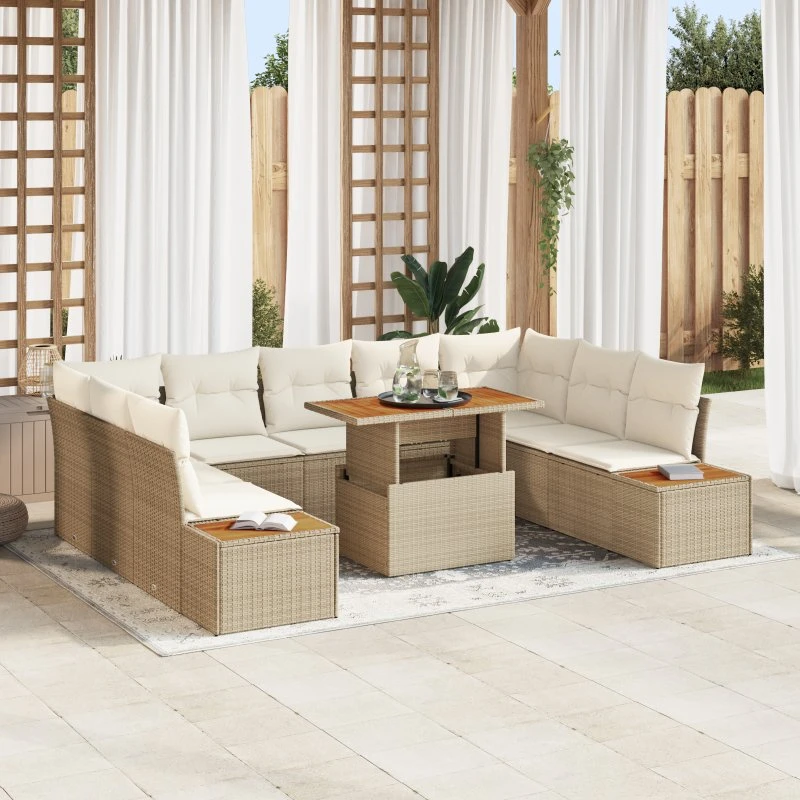 Have Spisebordssæt 10 Dele Beige og Creme 100 x 55 x 73 cm