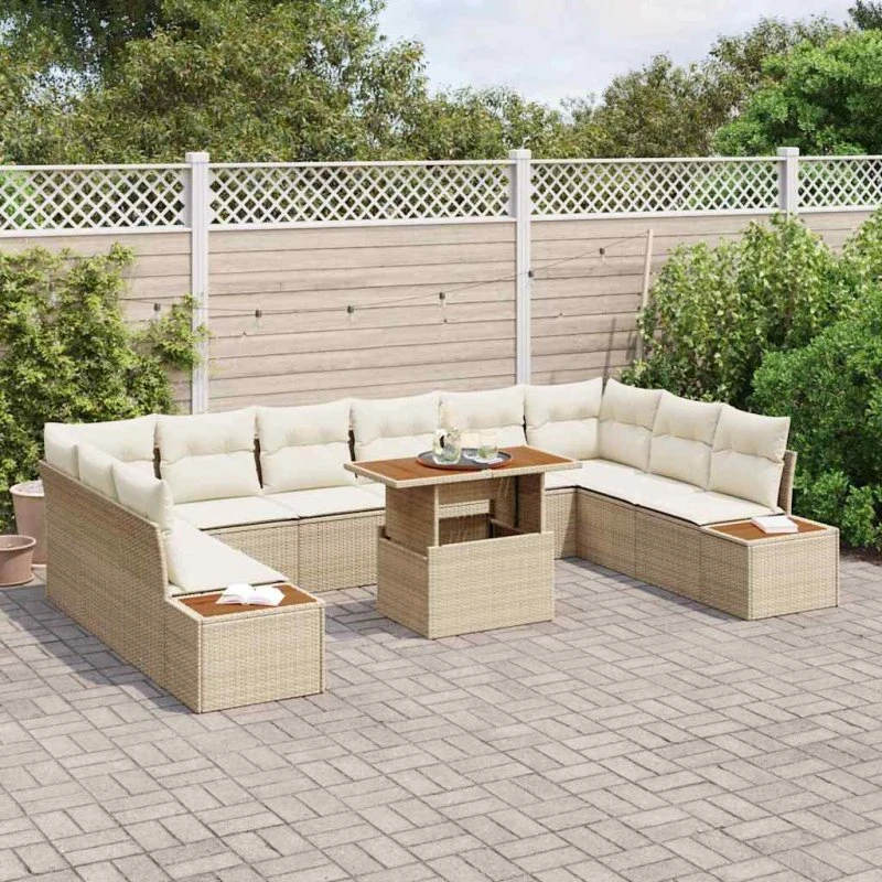 vidaXL Have Spisebordssæt 11 stk Beige og Creme