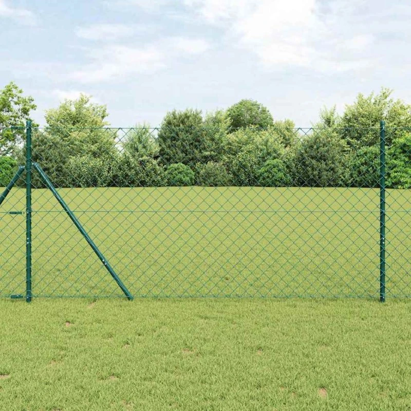vidaXL Hegnspæl Grøn 10 x 1,2 m (60 x 60 mm netværk) Stål og PVC