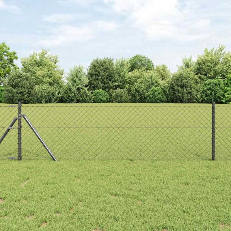 vidaXL Hegnspæl Grå 10 x 0,8 m (40 x 40 mm net) Stål og PVC