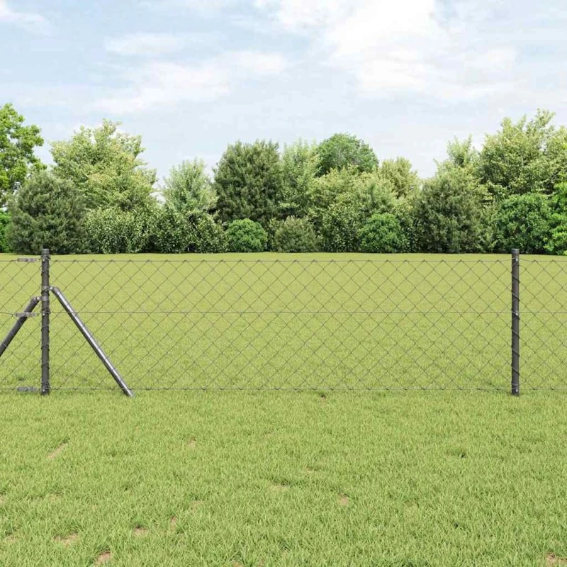 vidaXL Hegnspæl Grå 10 x 0,8 m (60 x 60 mm mesh) Stål og PVC