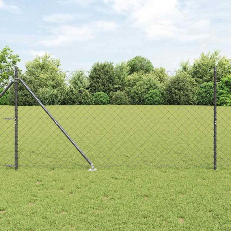 vidaXL Hegnspæl Grå 10 x 1,2 m (60 x 60 mm netværk) Stål og PVC