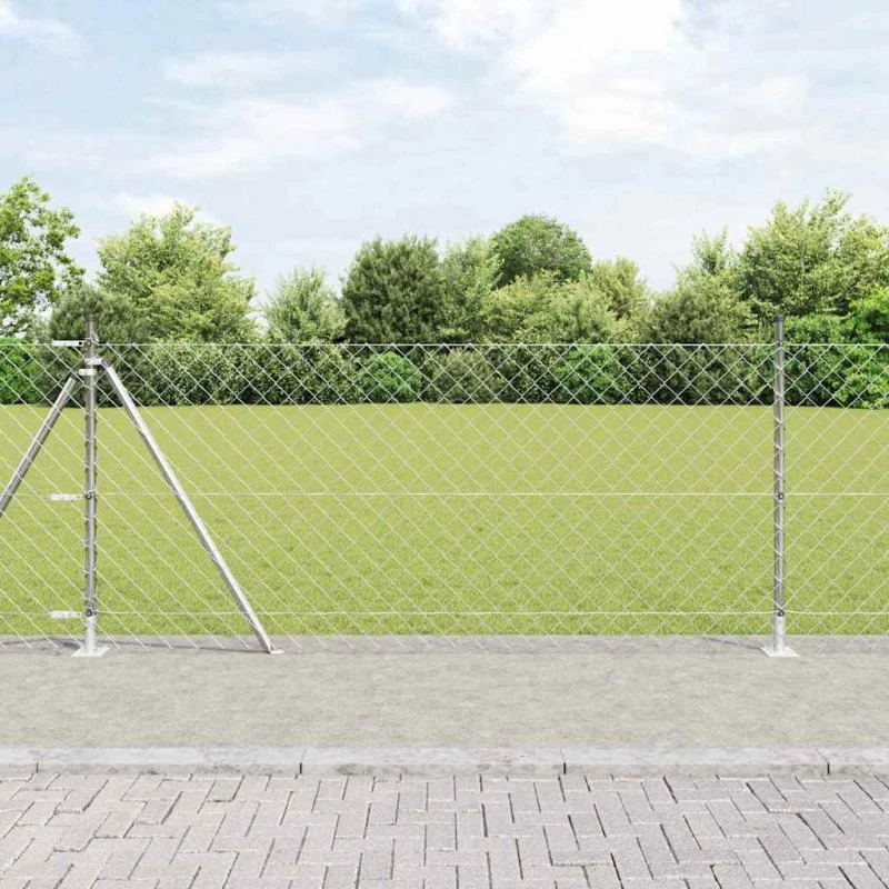 vidaXL Hegnspæl Sølv 10 x 0,8 m (60 x 60 mm mesh) Stål