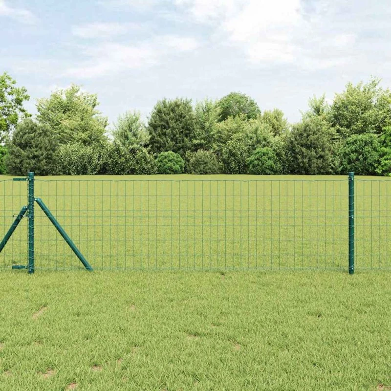 vidaXL Hegn med stolper Grøn 0,4 x 10 m Stål og PVC