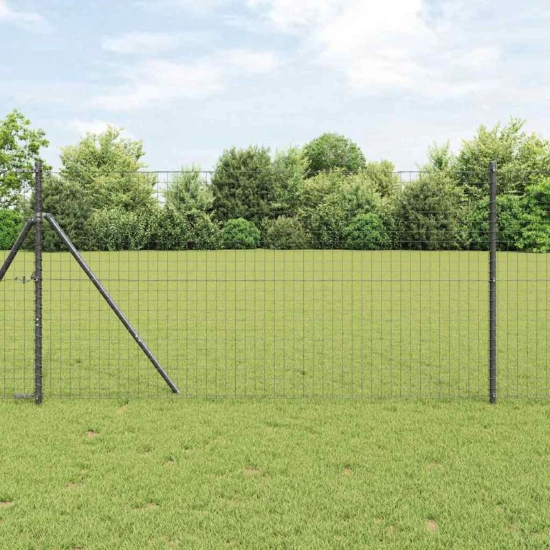 vidaXL Hegn med stolper Grå 1,2 x 10 m Stål og PVC