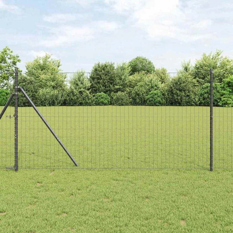 vidaXL Hegn med stolper Grå 1,4 x 10 m Stål og PVC