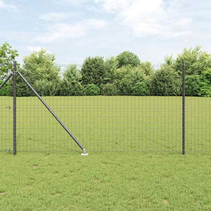 vidaXL Hegn med stolper Grå 1,4 x 10 m Stål og PVC