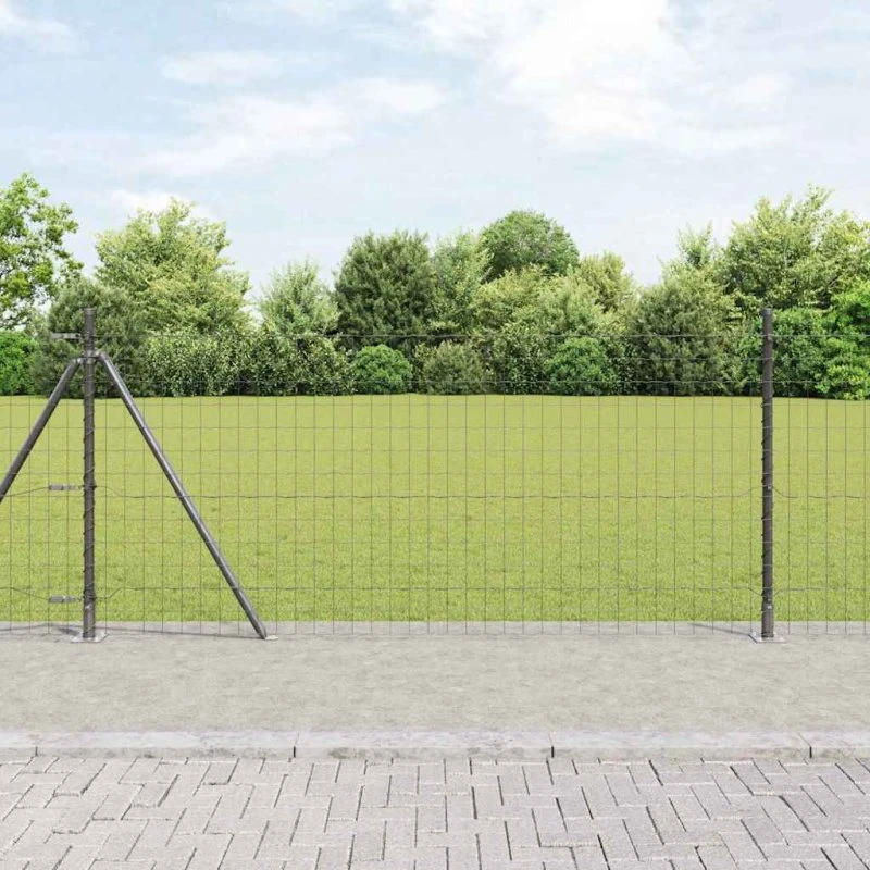 vidaXL Hegn med stolper Grå 1 x 25 m Stål
