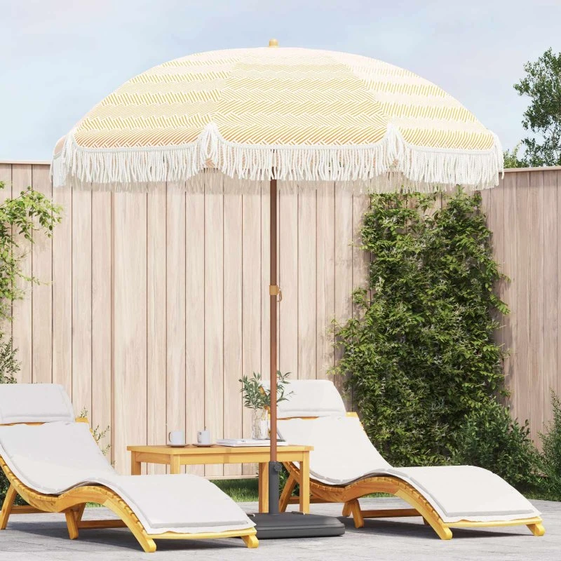 vidaXL Strandparasol Gul og Hvid 205 x 205 x 210 cm