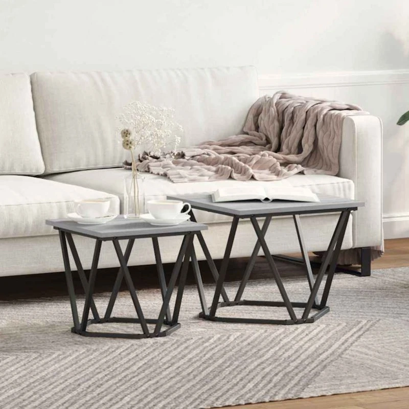 vidaXL Sidebordssæt 2 stk Grå Sonoma-eg 50 x 50 x 40 cm