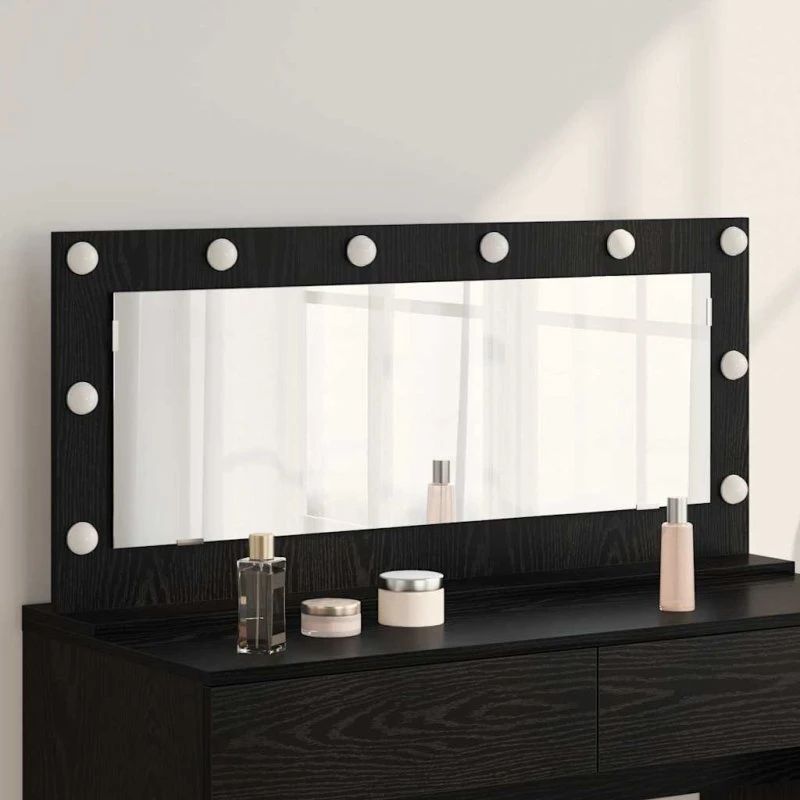 vidaXL Vaskeskab Spejl med LED-lys, Sort, 100 x 45 x 18 cm