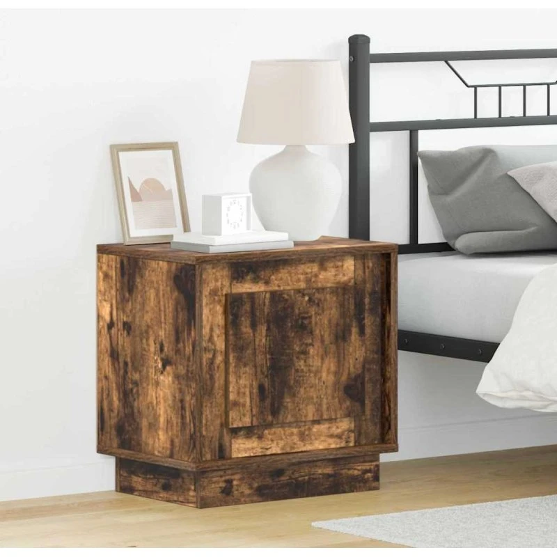 vidaXL Natskab 2 stk Røget eg 44 x 34,5 x 45 cm Konstrueret træ